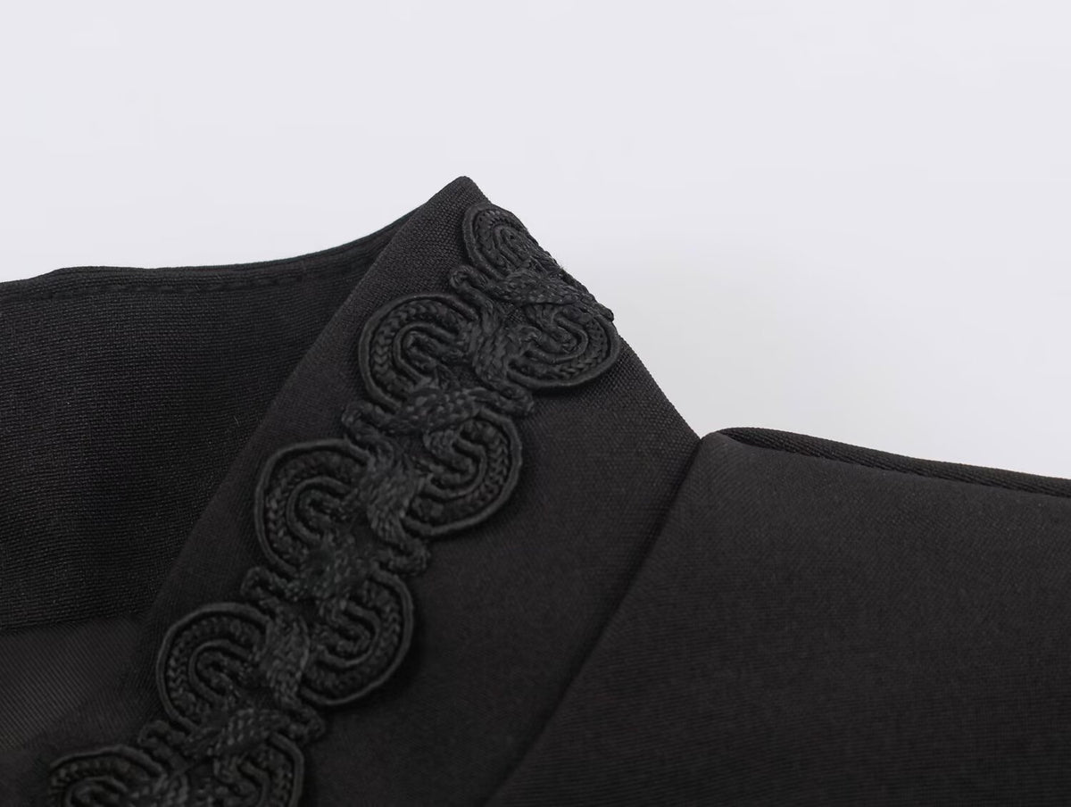Women's French Long Sleeve Turtleneck Padded Shoulder Jacket