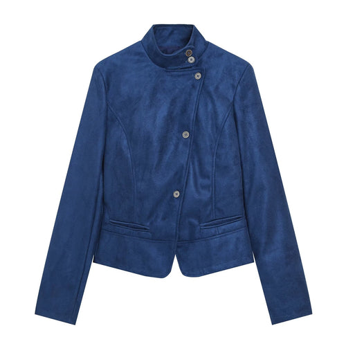 Women Autumn Suede Double Breasted Jacket