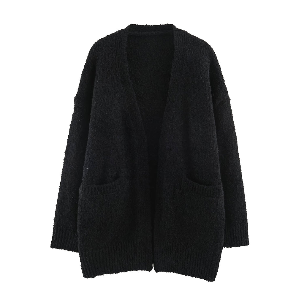V-Neck Knit Cardigan Coat