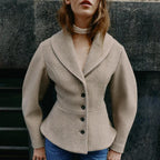 Textured Short Coat with Fishtail Hem