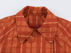 Belted Plaid Polo-Collar Trench Coat