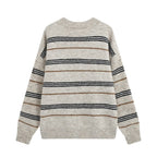 Striped V-Neck Knit Sweater