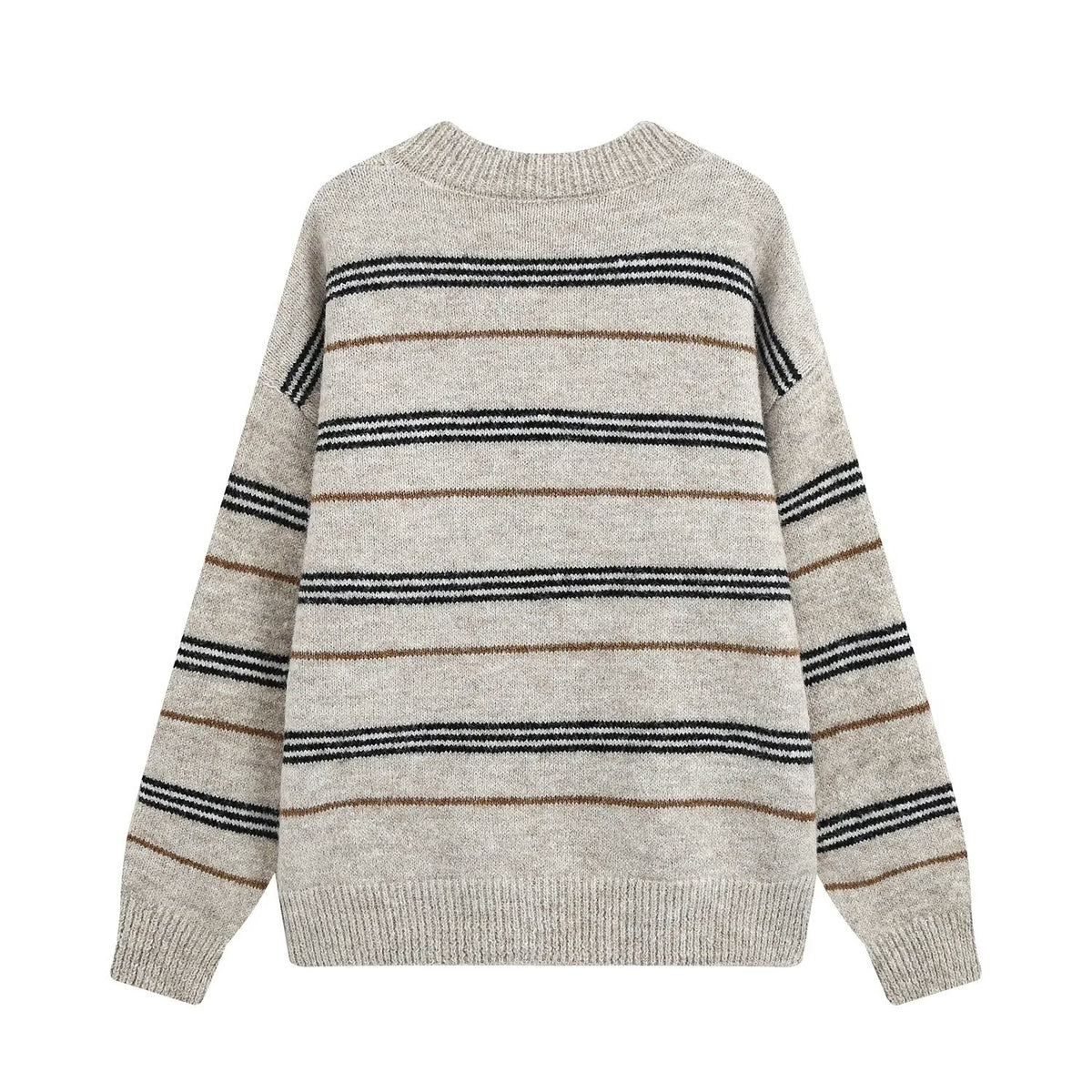 Striped V-Neck Knit Sweater