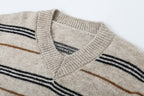 Striped V-Neck Knit Sweater