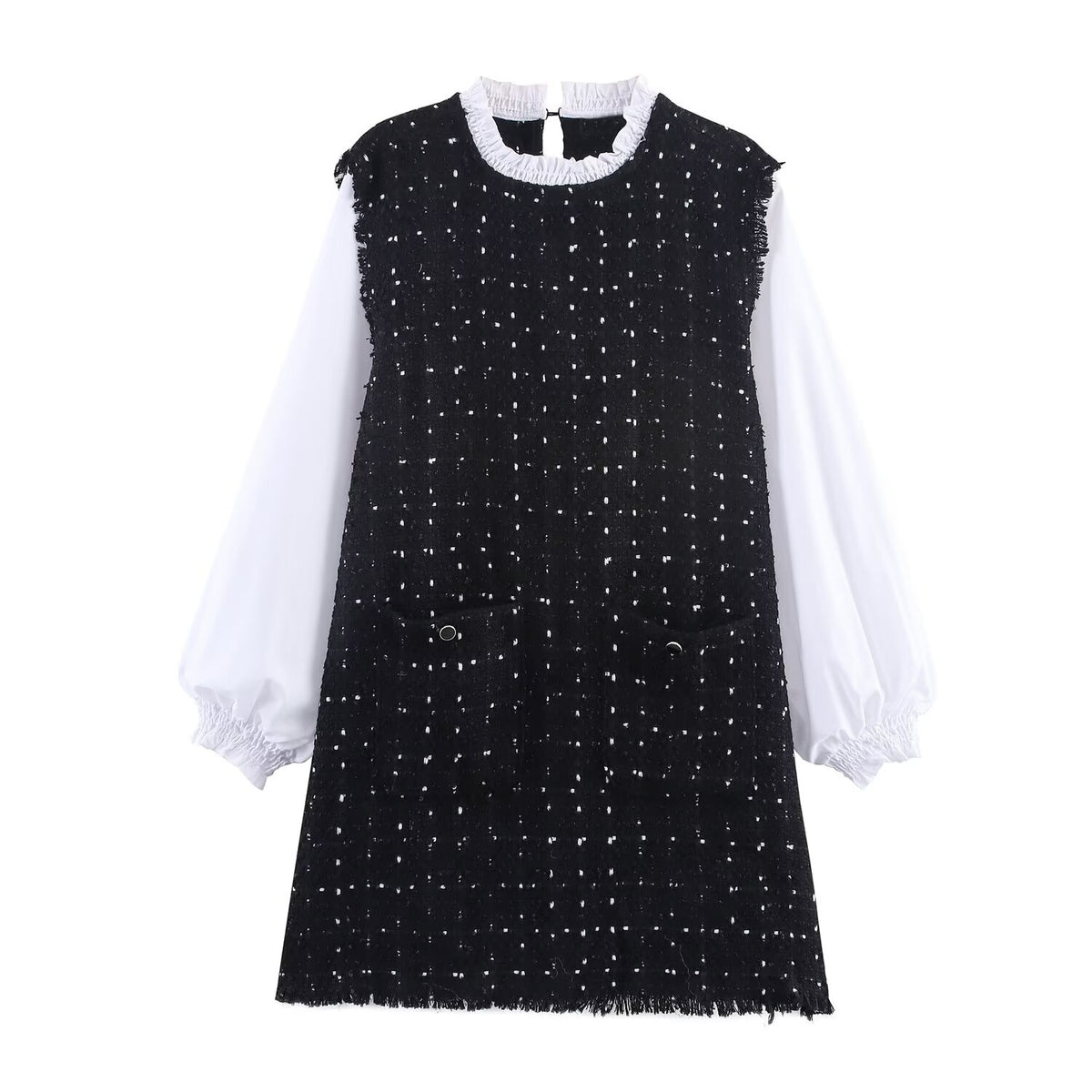 Round-Neck Long-Sleeve Dress