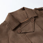 Suede Long Collared Trench Coat