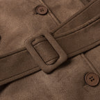 Suede Long Collared Trench Coat