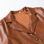 Retro Mid-Length Leather Coat