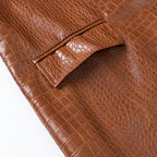 Retro Mid-Length Leather Coat