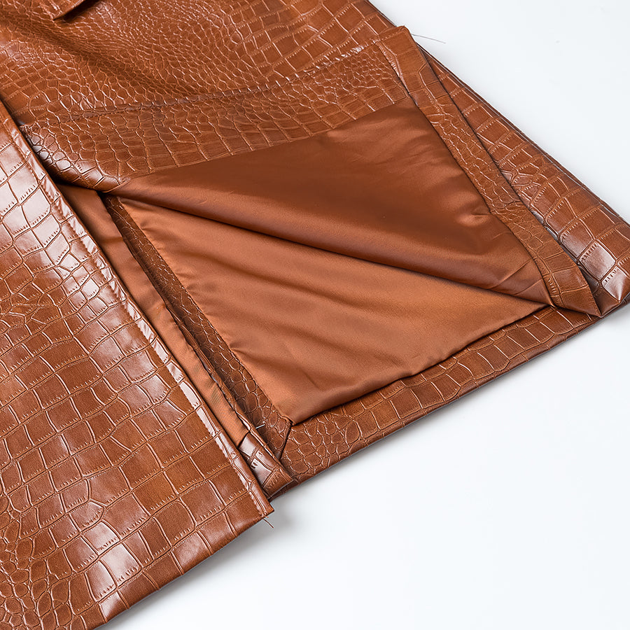 Retro Mid-Length Leather Coat
