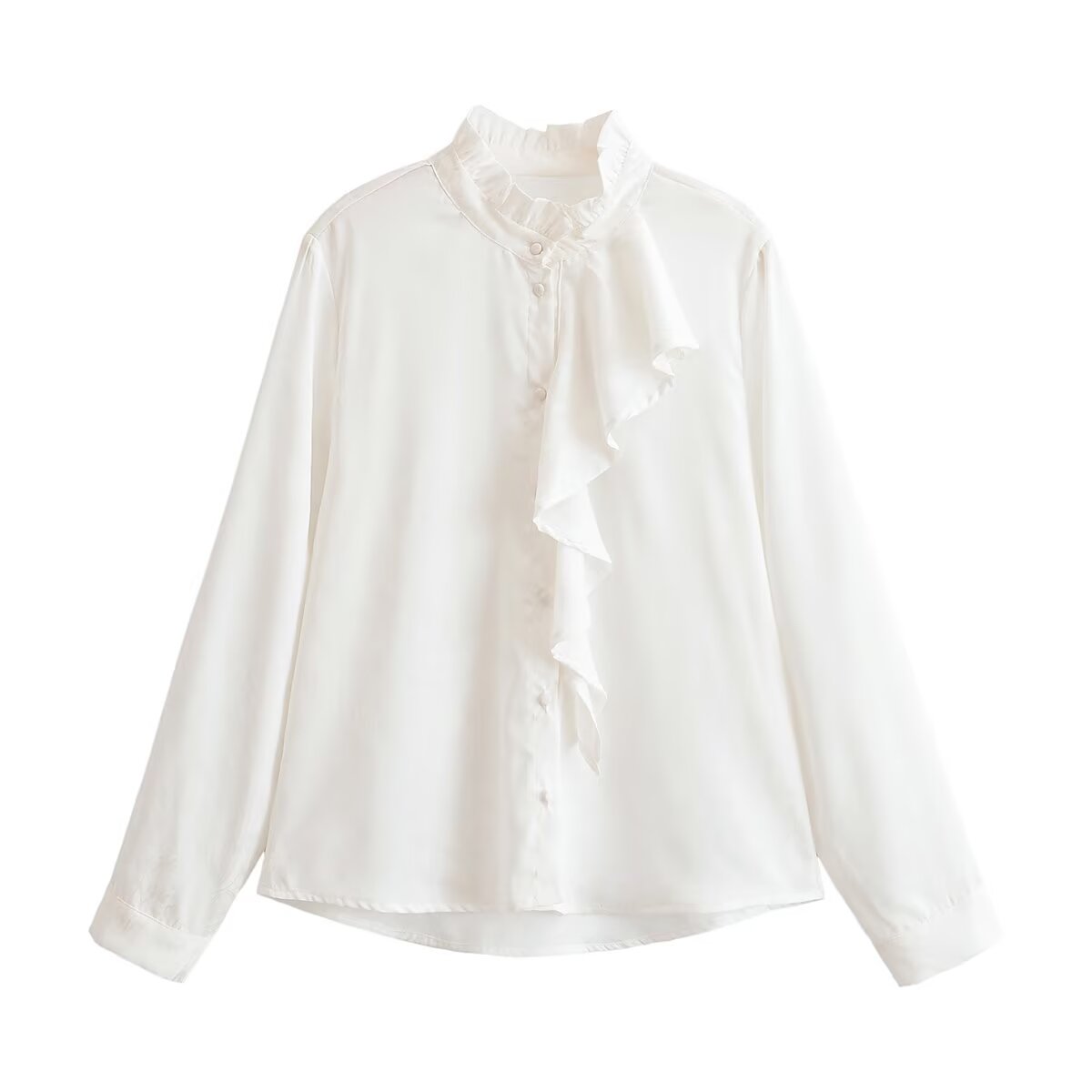 Stand-Collar Decorative-Trim Shirt