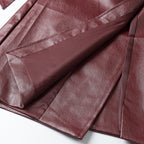 Wide-Belt Leather Trench Coat