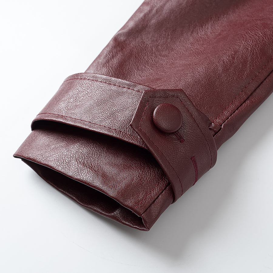 Wide-Belt Leather Trench Coat