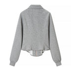Collared Zip-Up Waist-Defined Coat