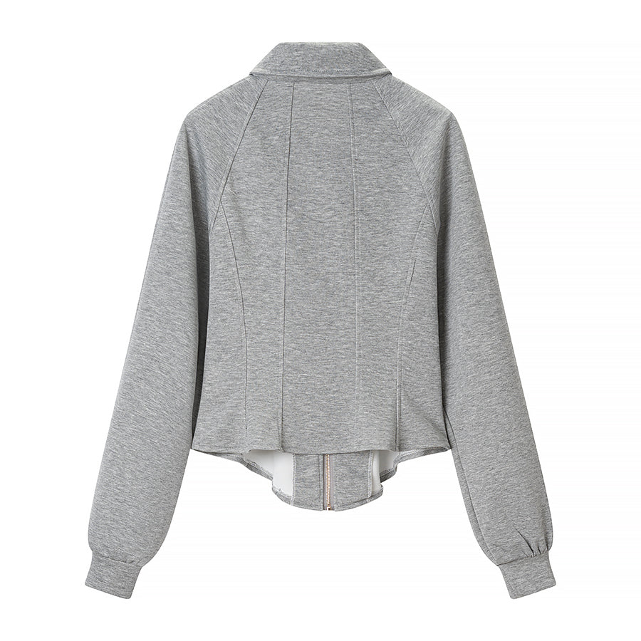Collared Zip-Up Waist-Defined Coat