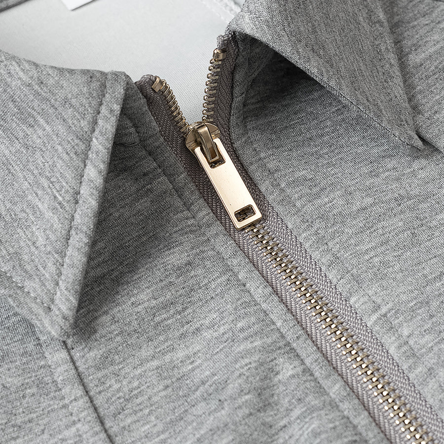 Collared Zip-Up Waist-Defined Coat