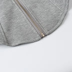 Collared Zip-Up Waist-Defined Coat