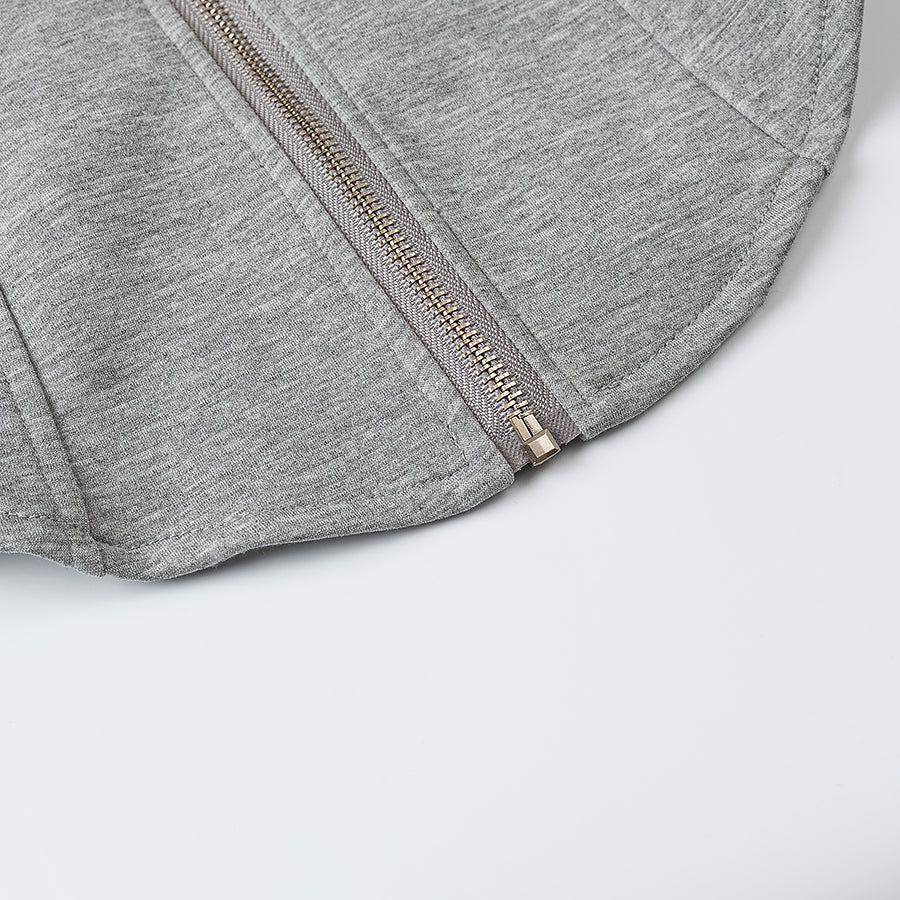 Collared Zip-Up Waist-Defined Coat