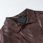Polo-Collar Short Leather Jacket