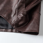 Polo-Collar Short Leather Jacket