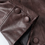 Polo-Collar Short Leather Jacket