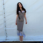 Summer Mesh Semi See Through Design Sheath Set Dress