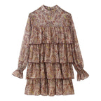 French Printed Laminated Decoration Mini Dress
