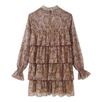 French Printed Laminated Decoration Mini Dress