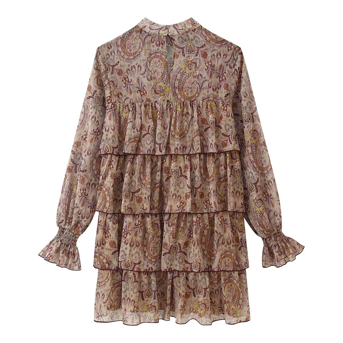 French Printed Laminated Decoration Mini Dress
