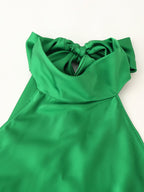Silk Satin Textured Bow Maxi Dress