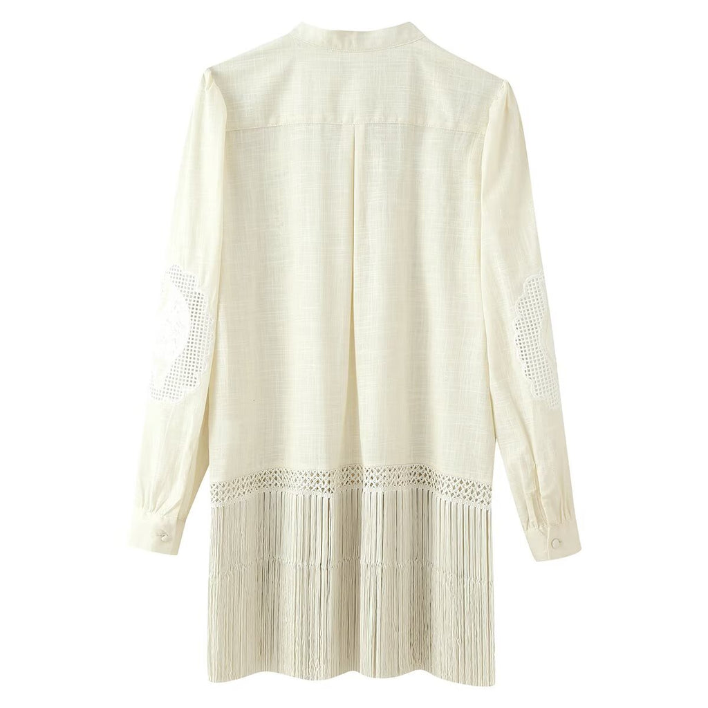 Autumn Clothing Long Sleeve Stand Collar Single Breasted Tassel
