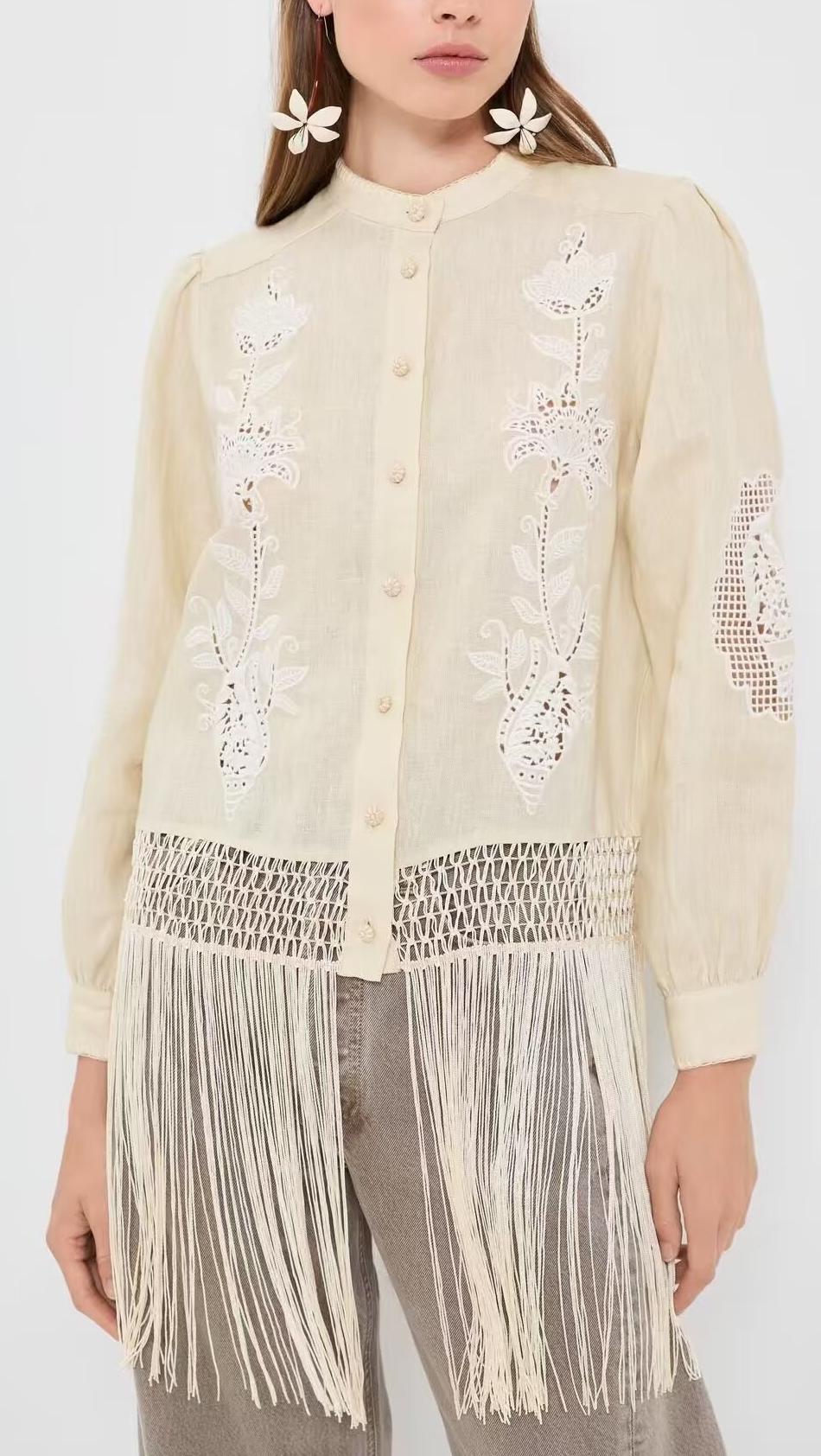 Autumn Clothing Long Sleeve Stand Collar Single Breasted Tassel