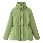 Vertical Quilting Snap Button Loose Padded Coat