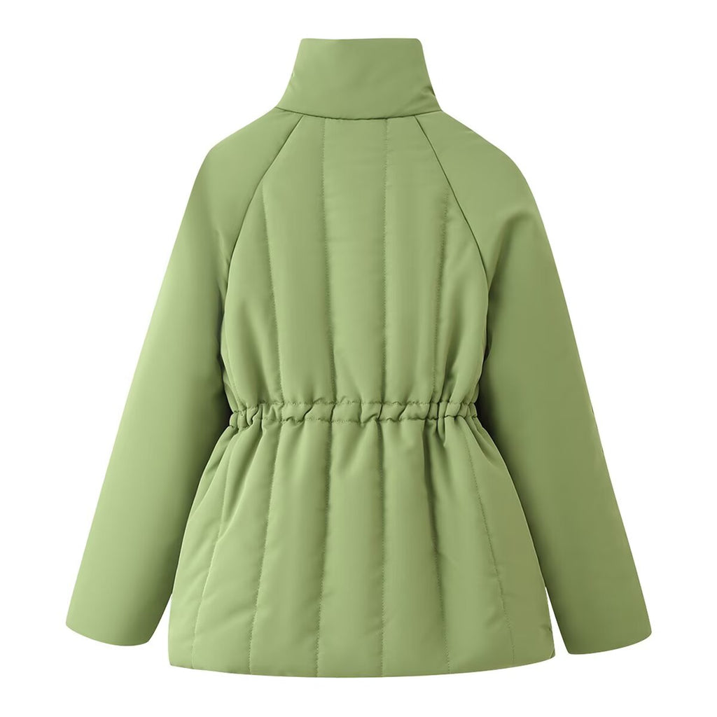 Vertical Quilting Snap Button Loose Padded Coat