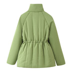Vertical Quilting Snap Button Loose Padded Coat