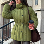 Vertical Quilting Snap Button Loose Padded Coat