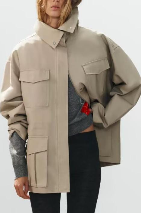 Retro Stand-Collar Utility Jacket