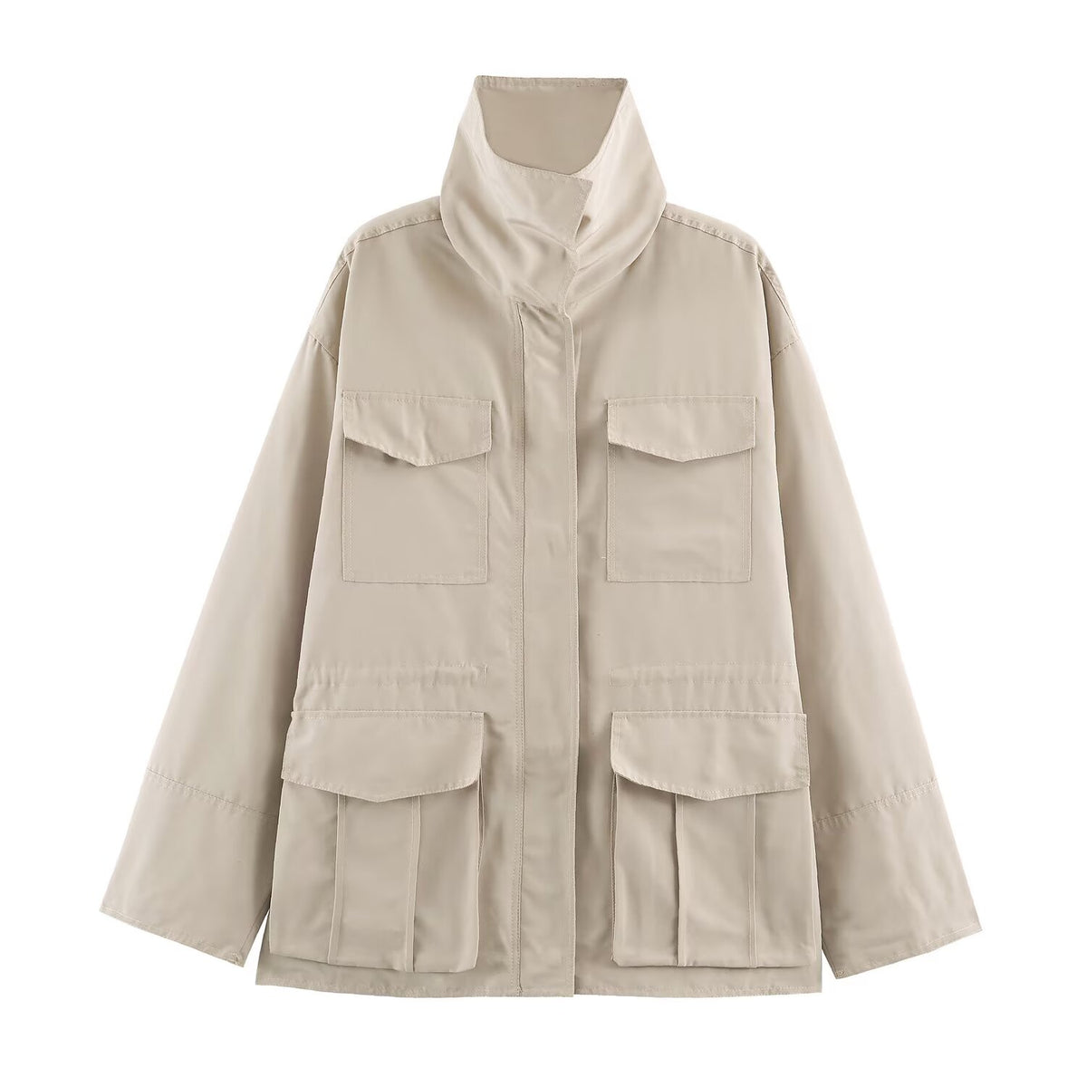 Retro Stand-Collar Utility Jacket