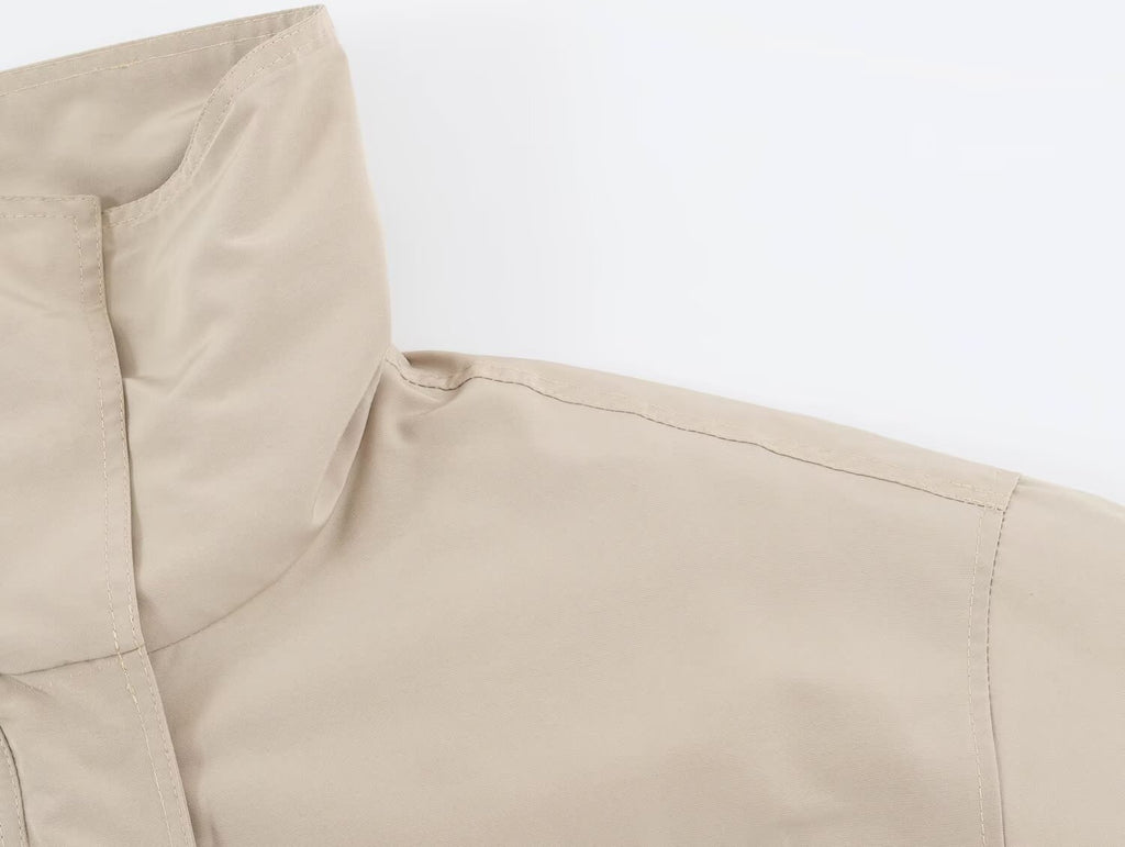 Retro Stand-Collar Utility Jacket
