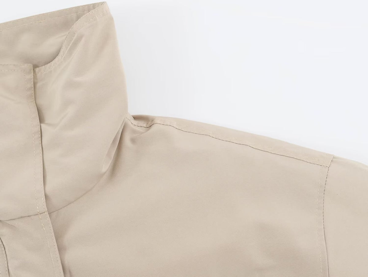 Retro Stand-Collar Utility Jacket