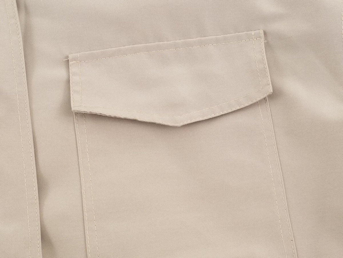 Retro Stand-Collar Utility Jacket