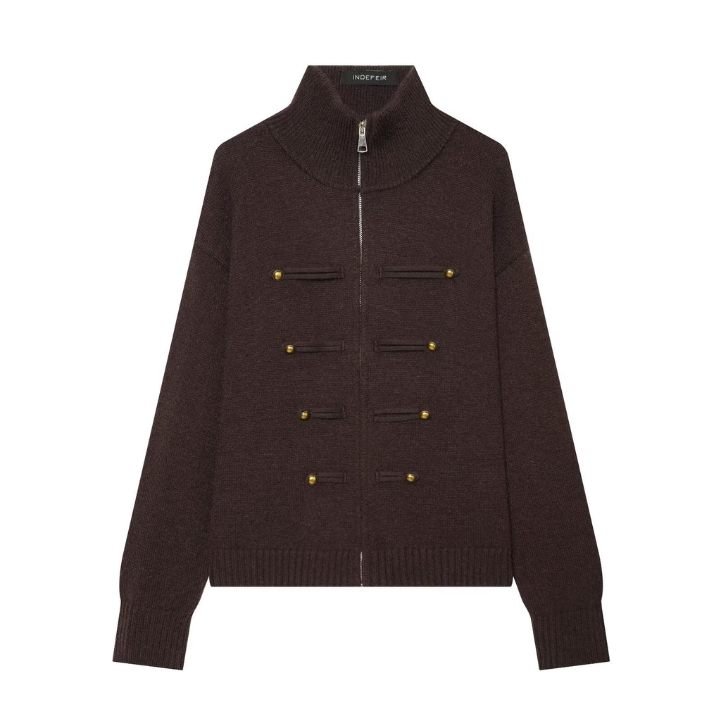 Women's French Casual Zipper Sweater Coat