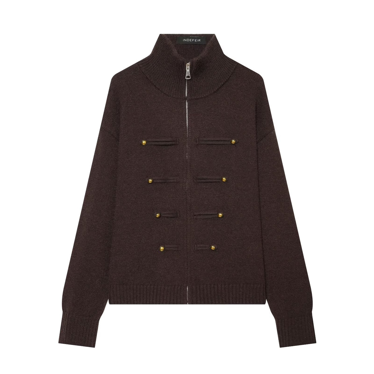 Women's French Casual Zipper Sweater Coat
