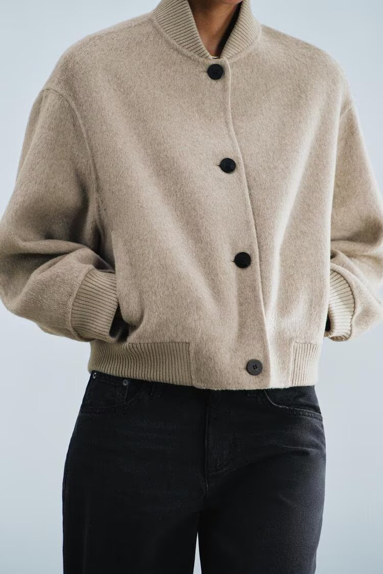Women's Office Solid Color Bomber Jacket