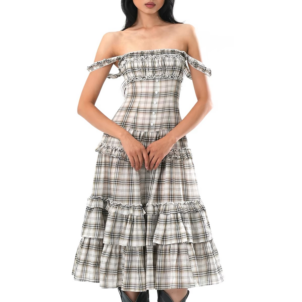 Women's Ruffled Off-Shoulder Maxi Dress