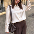 Women's Satin Button-Front Shirt