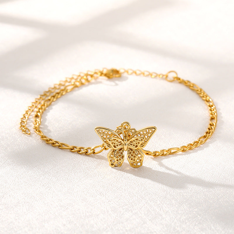 18K gold-color butterfly stainless steel bracelet