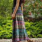 Floral high-waist A-line maxi skirt