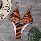Stripes Split One-piece Swimwear
