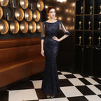 Women's Banquet Long Sleeve Sequin Atmosphere Queen Fishtail Evening Dress